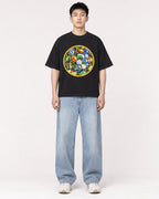Mockup Boxy Heavyweight Tee Black male full-body 21