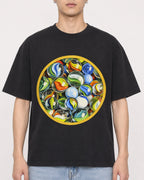 Mockup Boxy Heavyweight Tee Black male close-up 21