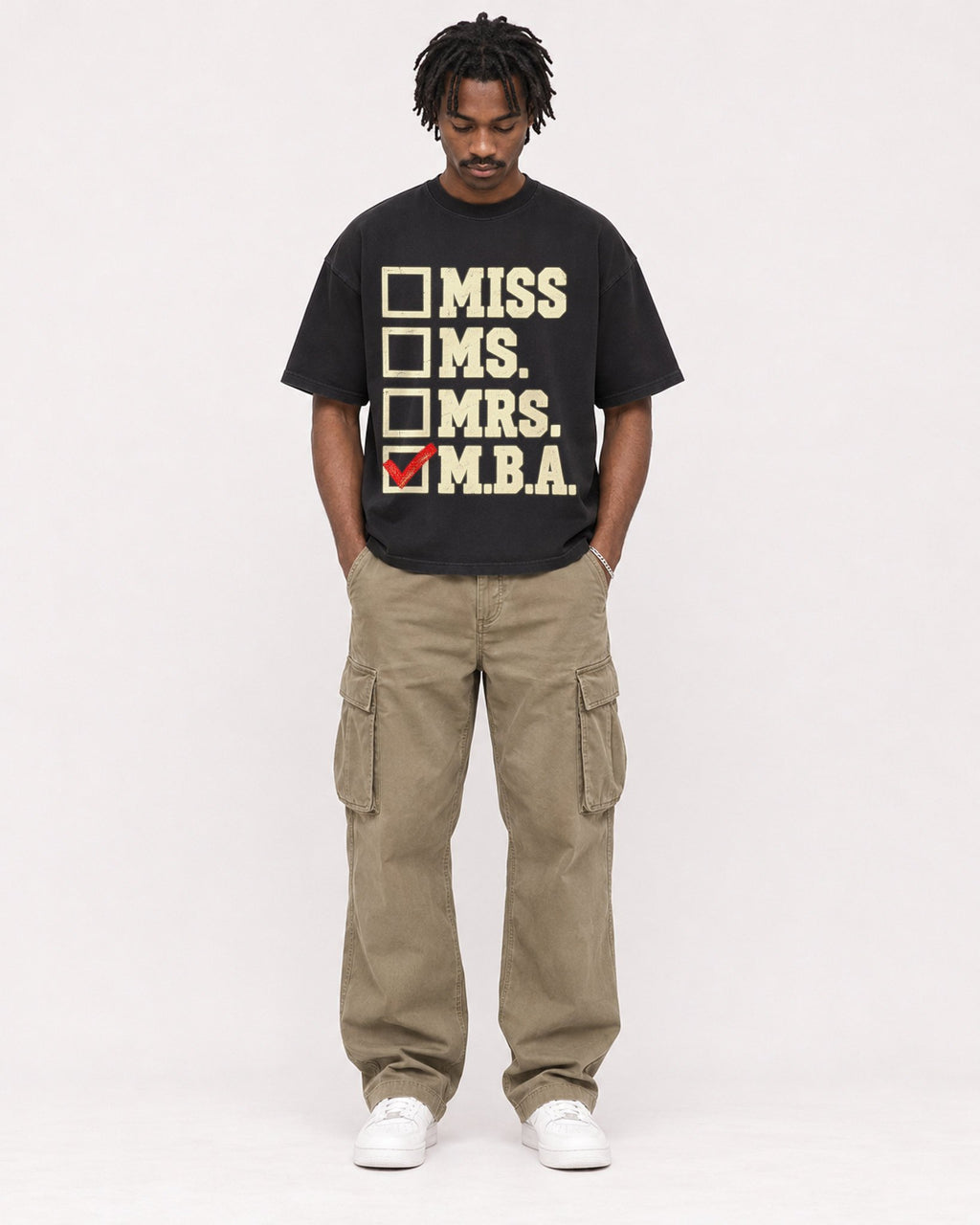 Mockup Boxy Heavyweight Tee Black male full-body 04