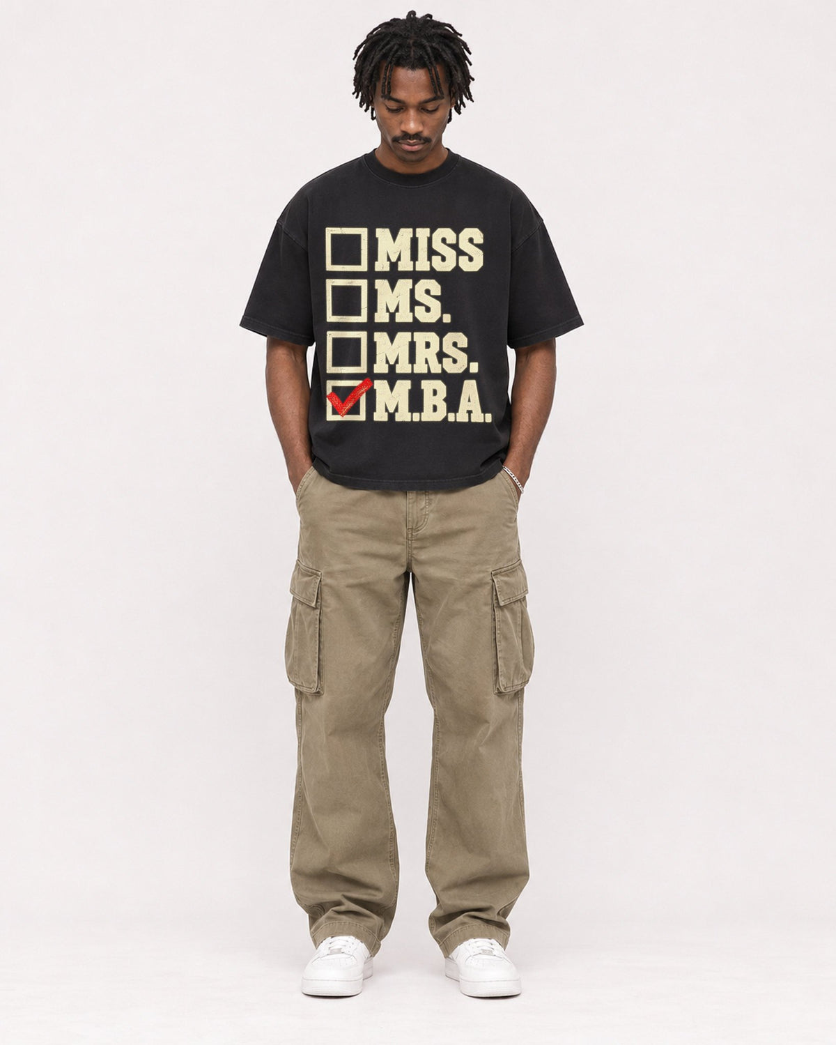 Mockup Boxy Heavyweight Tee Black male full-body 04