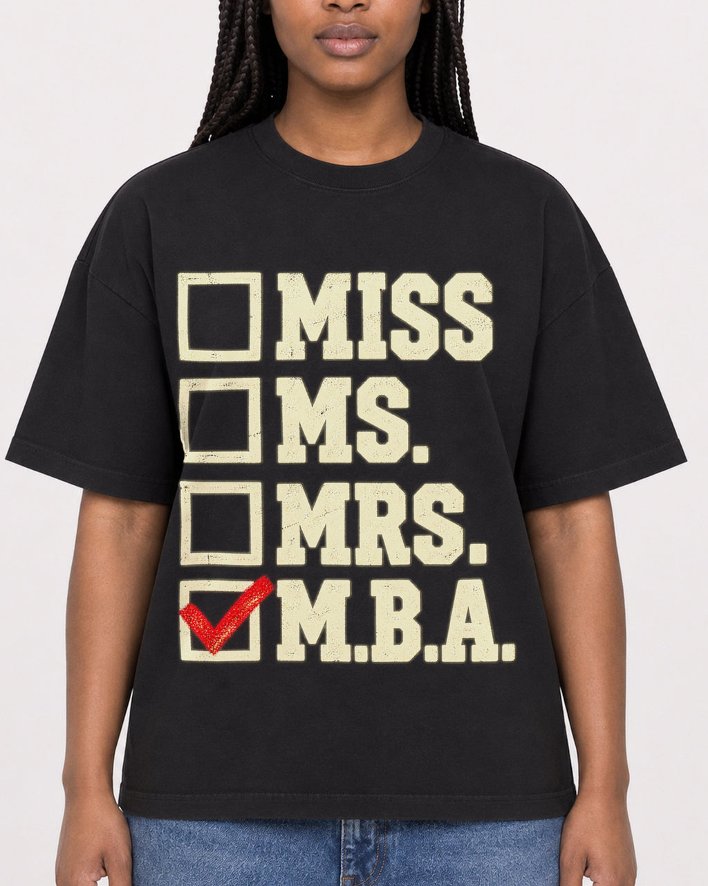 Mockup Boxy Heavyweight Tee Black female close-up 04