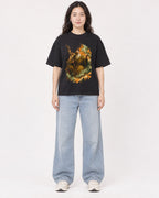 Mockup Boxy Heavyweight Tee Black female full-body 03
