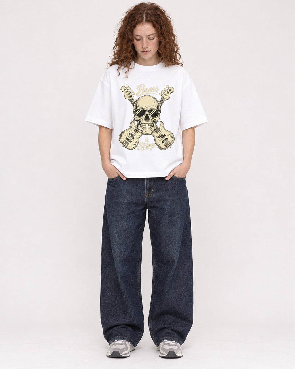 Mockup Boxy Heavyweight Tee White female full-body 09