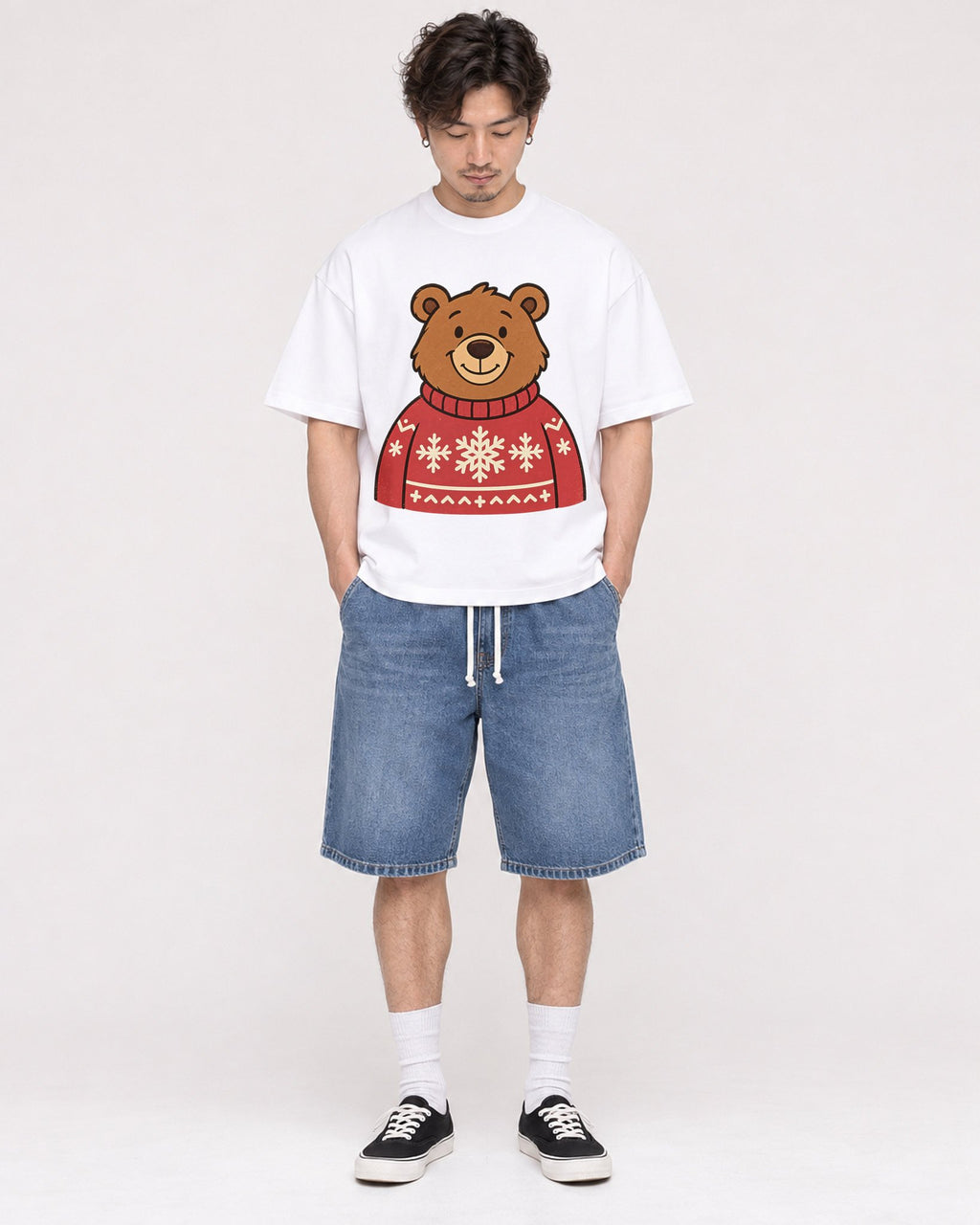 Mockup Boxy Heavyweight Tee White male full-body 03