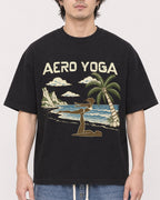 Mockup Boxy Heavyweight Tee Black male close-up 03