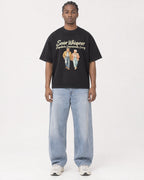 Mockup Boxy Heavyweight Tee Black male full-body 25