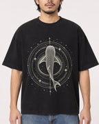 Mockup Boxy Heavyweight Tee Black male close-up 22