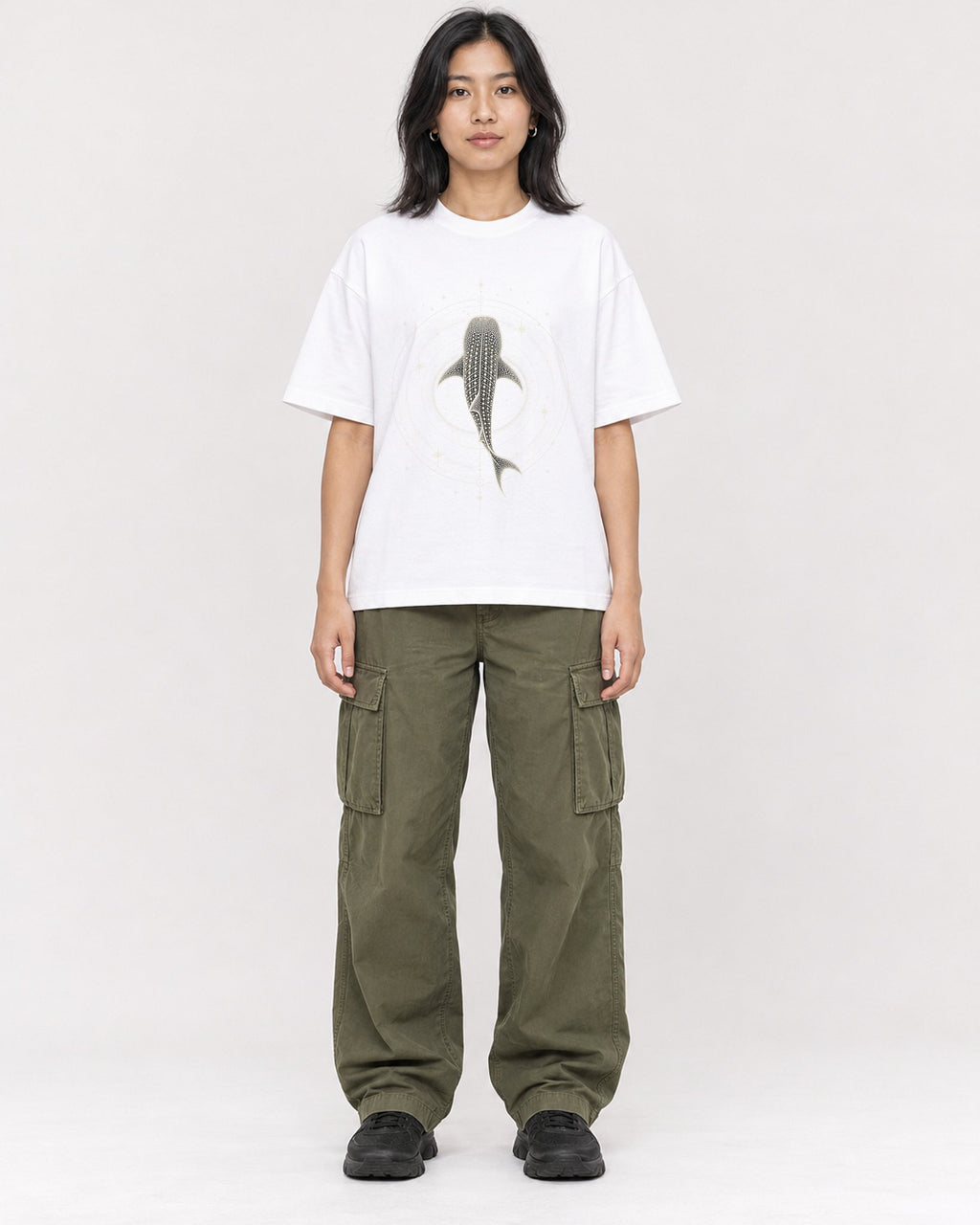 Mockup Boxy Heavyweight Tee White female full-body 22