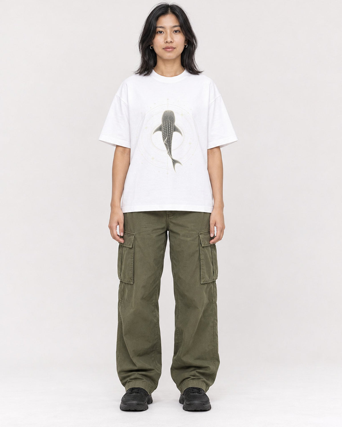 Mockup Boxy Heavyweight Tee White female full-body 22