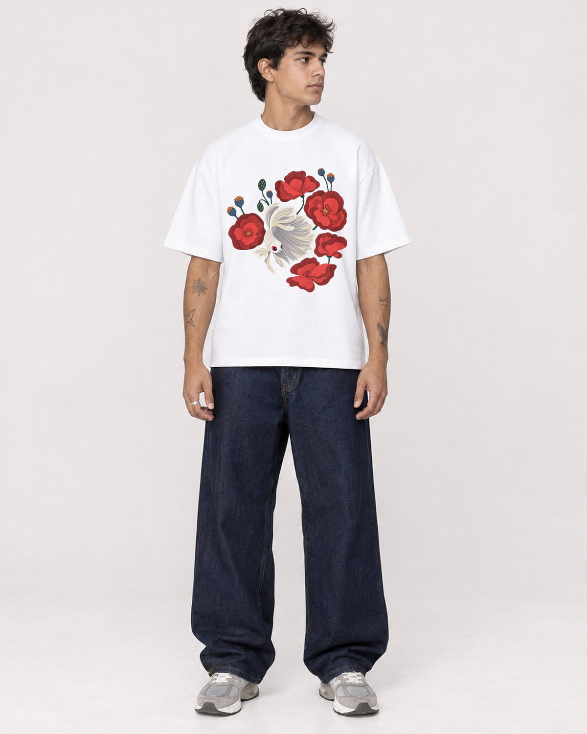Mockup Boxy Heavyweight Tee White male full-body 06