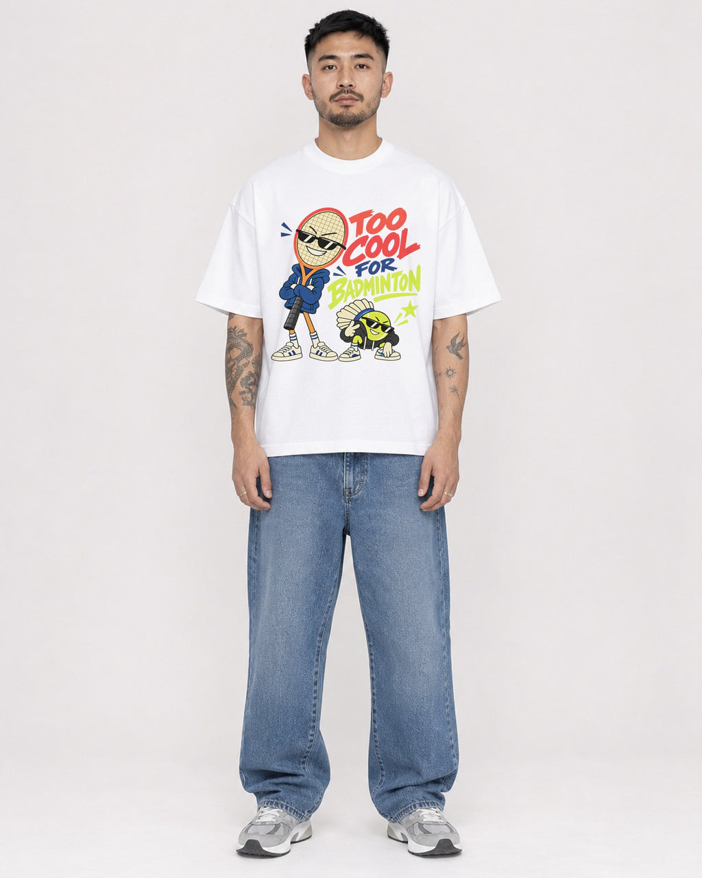 Mockup Boxy Heavyweight Tee White male full-body 12