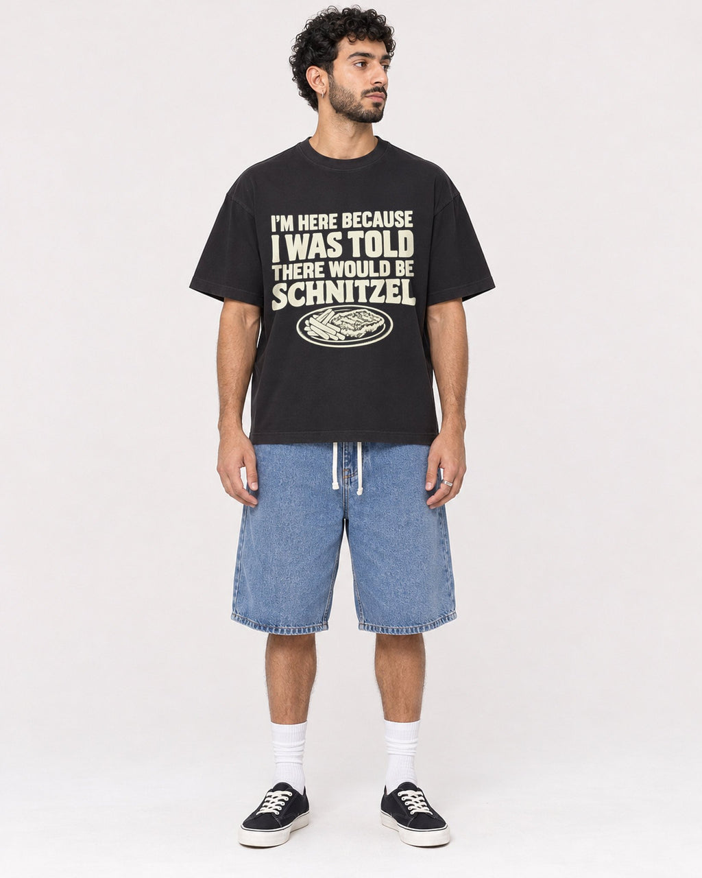 Mockup Boxy Heavyweight Tee Black male full-body 27