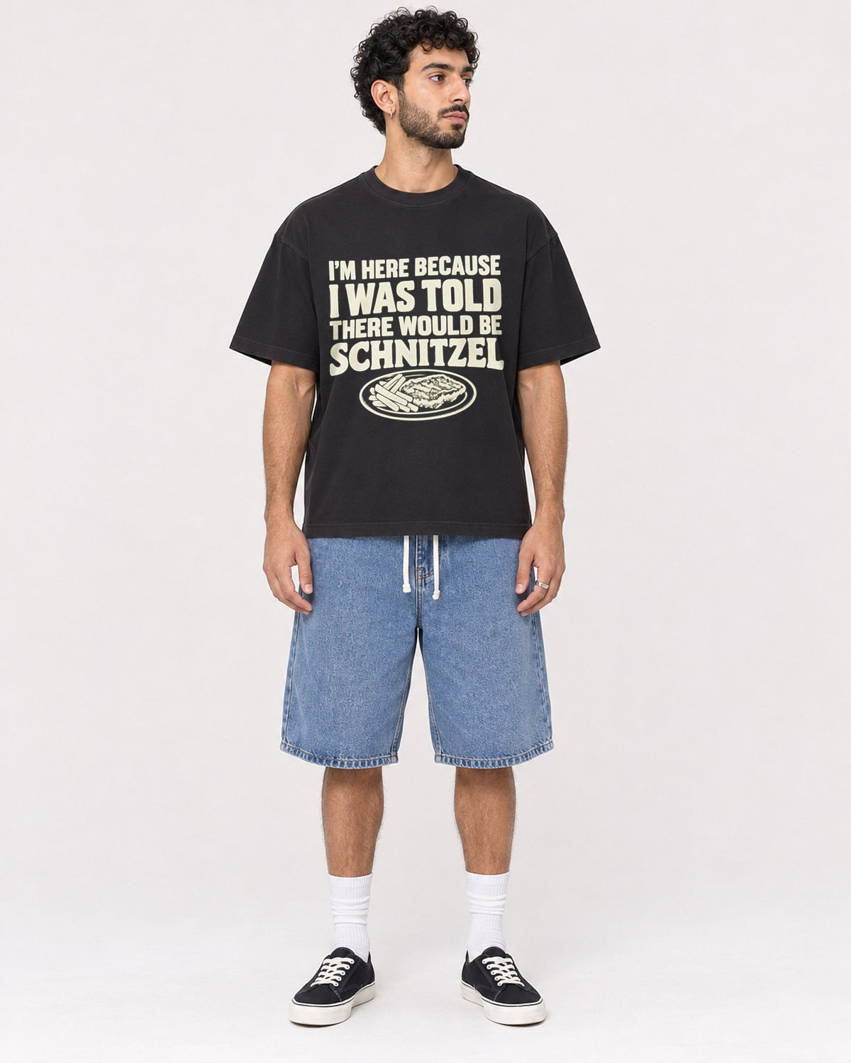 Mockup Boxy Heavyweight Tee Black male full-body 27