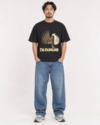 Mockup Boxy Heavyweight Tee Black male full-body 02