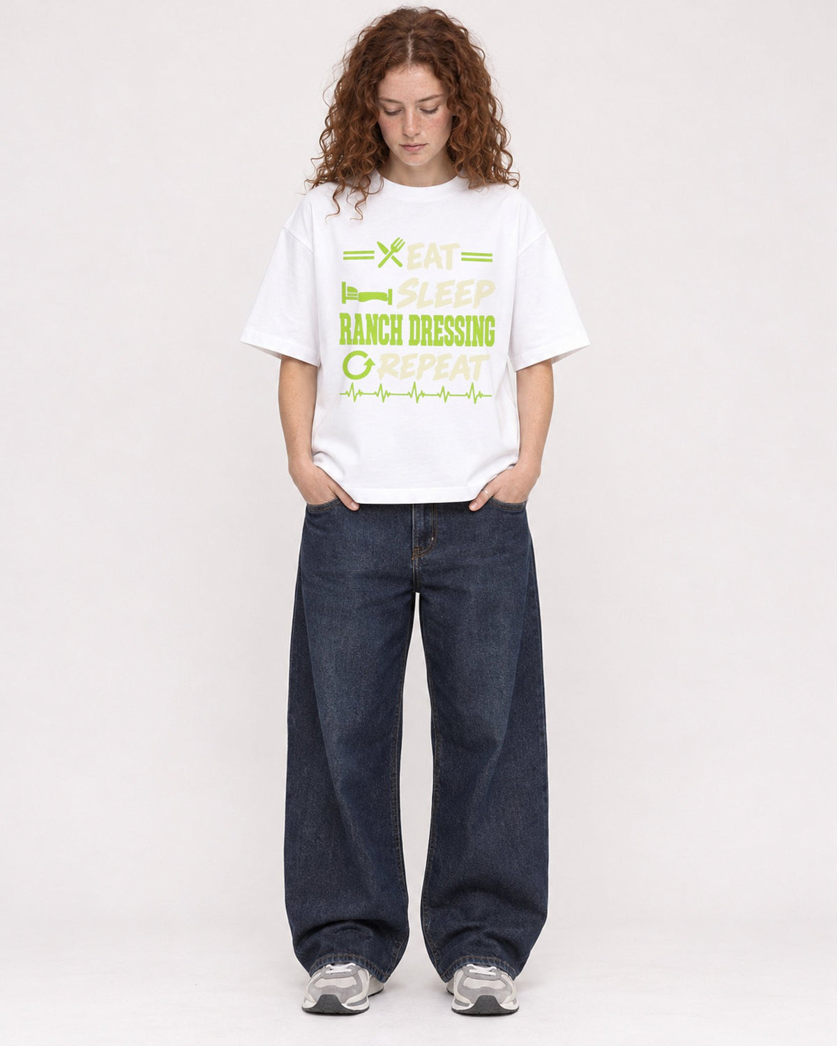Mockup Boxy Heavyweight Tee White female full-body 09