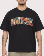 Mockup Boxy Heavyweight Tee Black male close-up 12