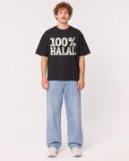 Mockup Boxy Heavyweight Tee Black male full-body 09