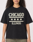 Mockup Boxy Heavyweight Tee Black female close-up 10