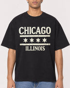 Mockup Boxy Heavyweight Tee Black male close-up 10