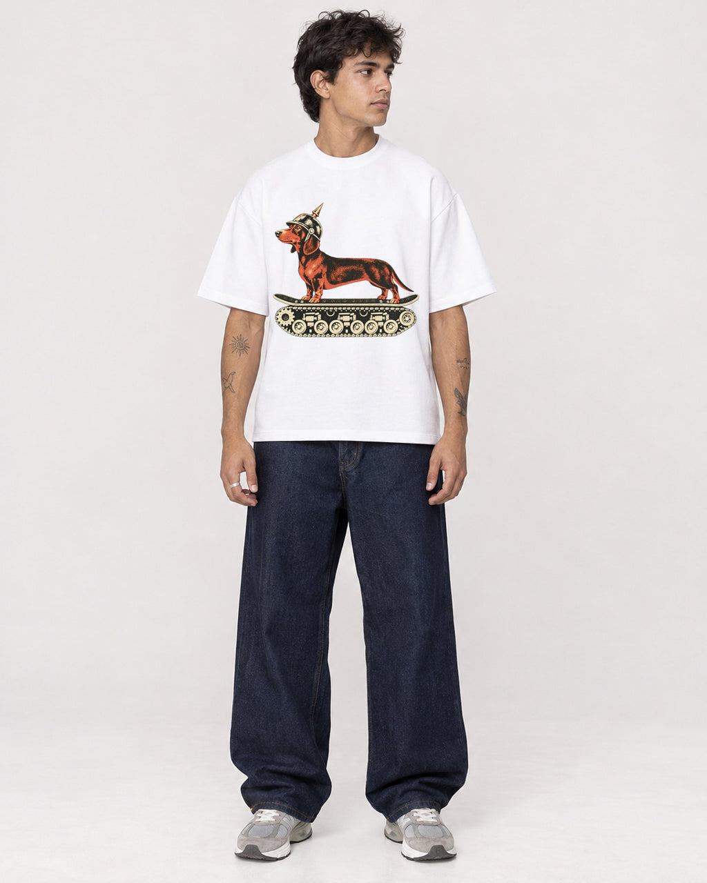 Mockup Boxy Heavyweight Tee White male full-body 06