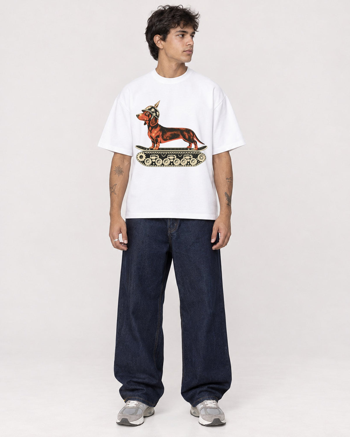 Mockup Boxy Heavyweight Tee White male full-body 06