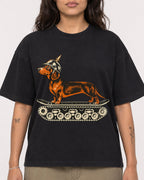 Mockup Boxy Heavyweight Tee Black female close-up 06
