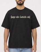 Mockup Boxy Heavyweight Tee Black male close-up 37