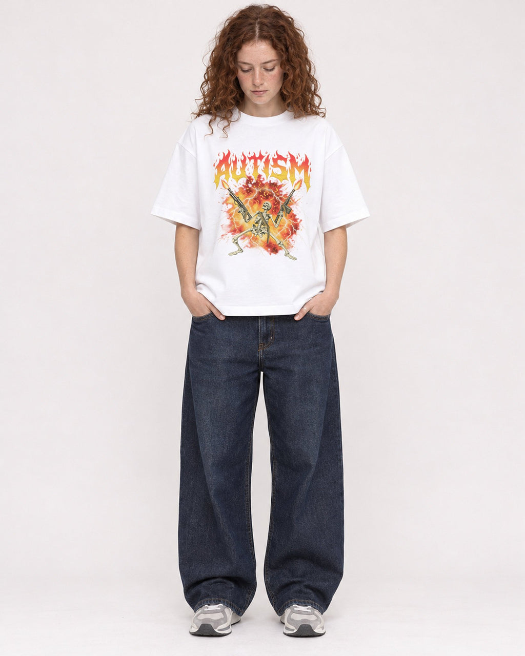 Mockup Boxy Heavyweight Tee White female full-body 09
