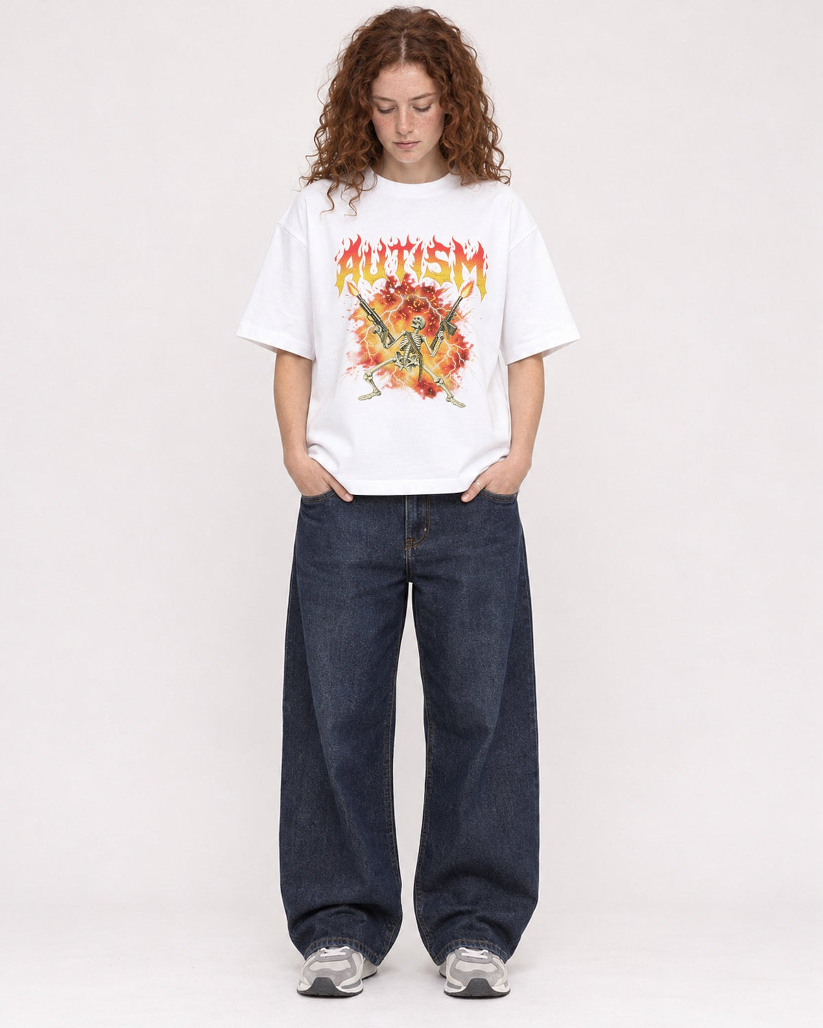 Mockup Boxy Heavyweight Tee White female full-body 09