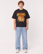 Mockup Boxy Heavyweight Tee Black male full-body 09