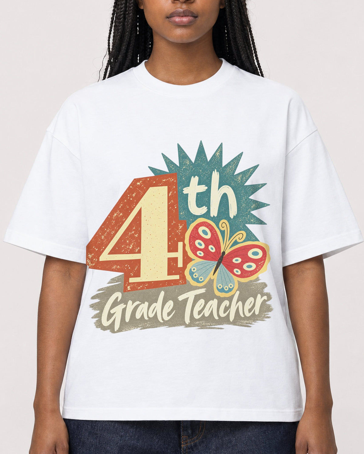 Mockup Boxy Heavyweight Tee White female close-up 04