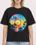 Mockup Boxy Heavyweight Tee Black female close-up 19