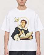 Mockup Boxy Heavyweight Tee White male close-up 01