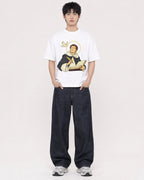 Mockup Boxy Heavyweight Tee White male full-body 01