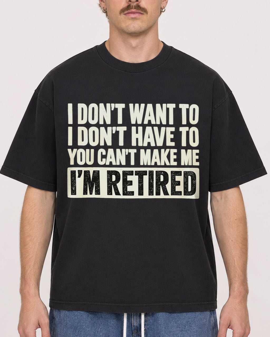 Mockup Boxy Heavyweight Tee Black male close-up 19