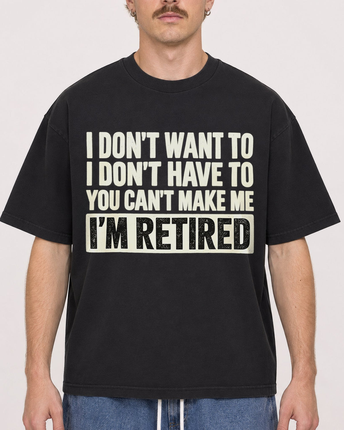 Mockup Boxy Heavyweight Tee Black male close-up 19