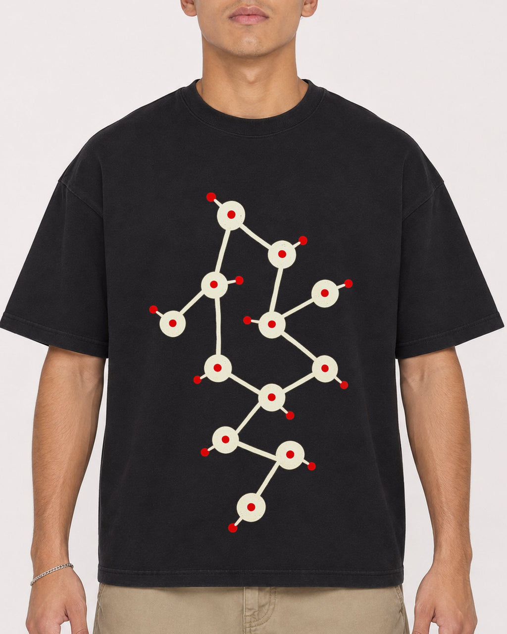 Mockup Boxy Heavyweight Tee Black male close-up 16