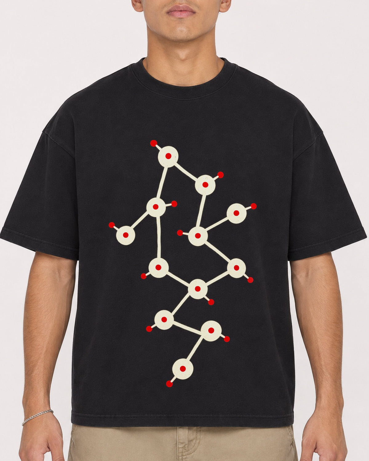 Mockup Boxy Heavyweight Tee Black male close-up 16