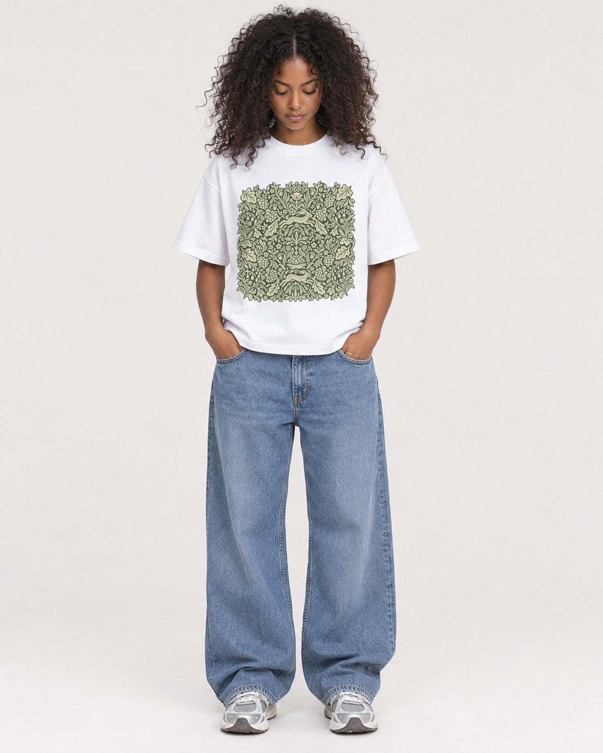Mockup Boxy Heavyweight Tee White female full-body 05