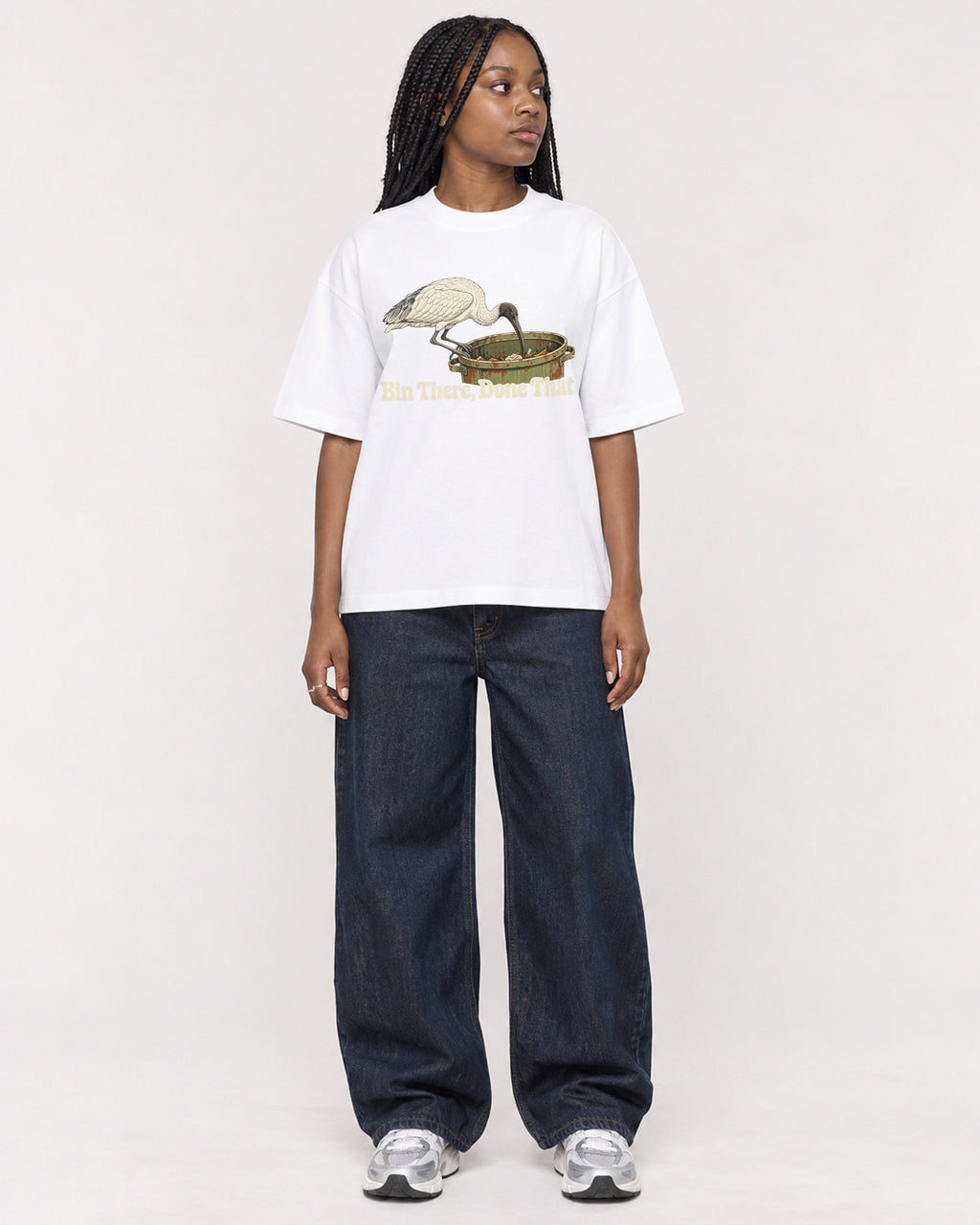 Mockup Boxy Heavyweight Tee White female full-body 04