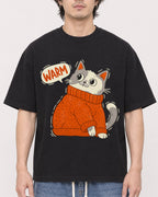 Mockup Boxy Heavyweight Tee Black male close-up 03