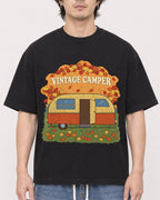 Mockup Boxy Heavyweight Tee Black male close-up 03