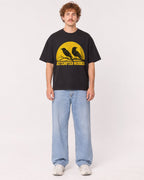 Mockup Boxy Heavyweight Tee Black male full-body 09
