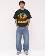 Mockup Boxy Heavyweight Tee Black male full-body 06