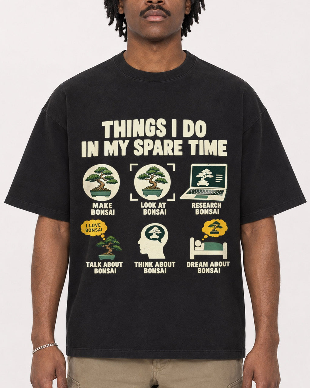 Mockup Boxy Heavyweight Tee Black male close-up 04