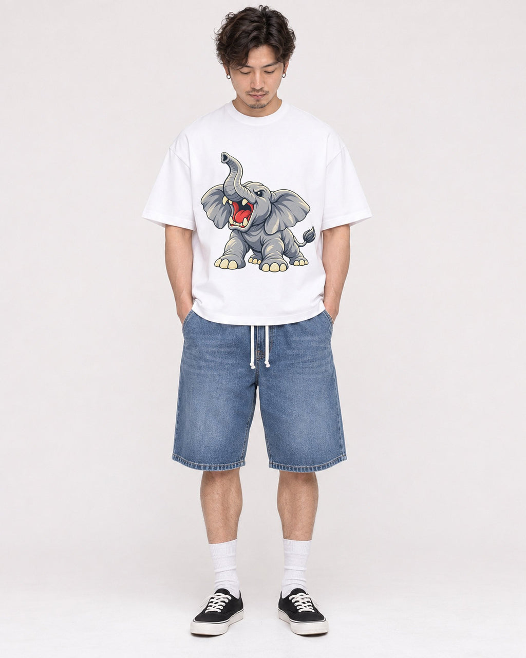 Mockup Boxy Heavyweight Tee White male full-body 03