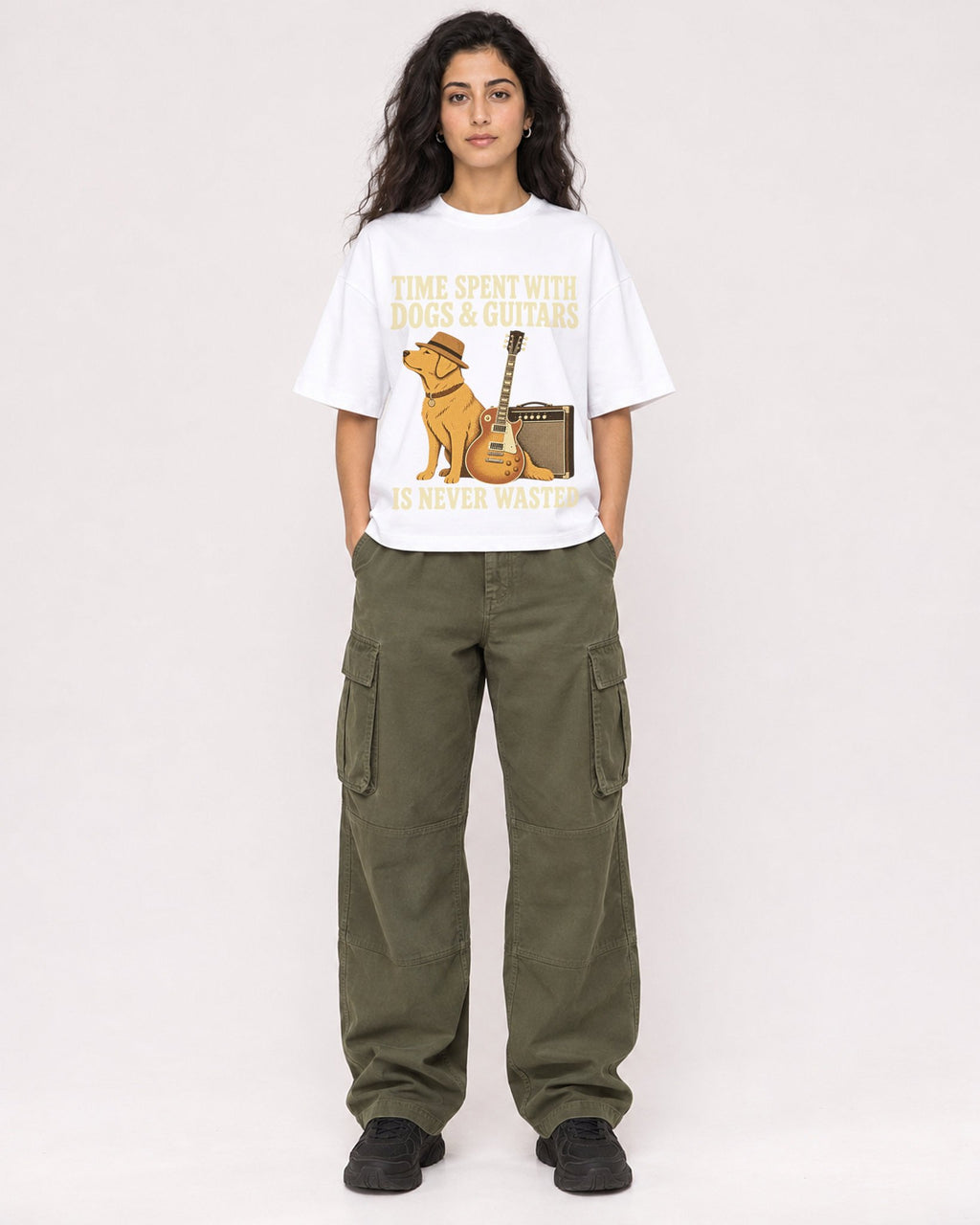 Mockup Boxy Heavyweight Tee White female full-body 07