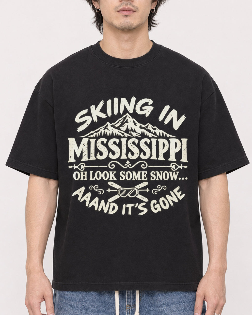 Mockup Boxy Heavyweight Tee Black male close-up 03