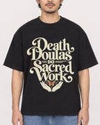 Mockup Boxy Heavyweight Tee Black male close-up 02