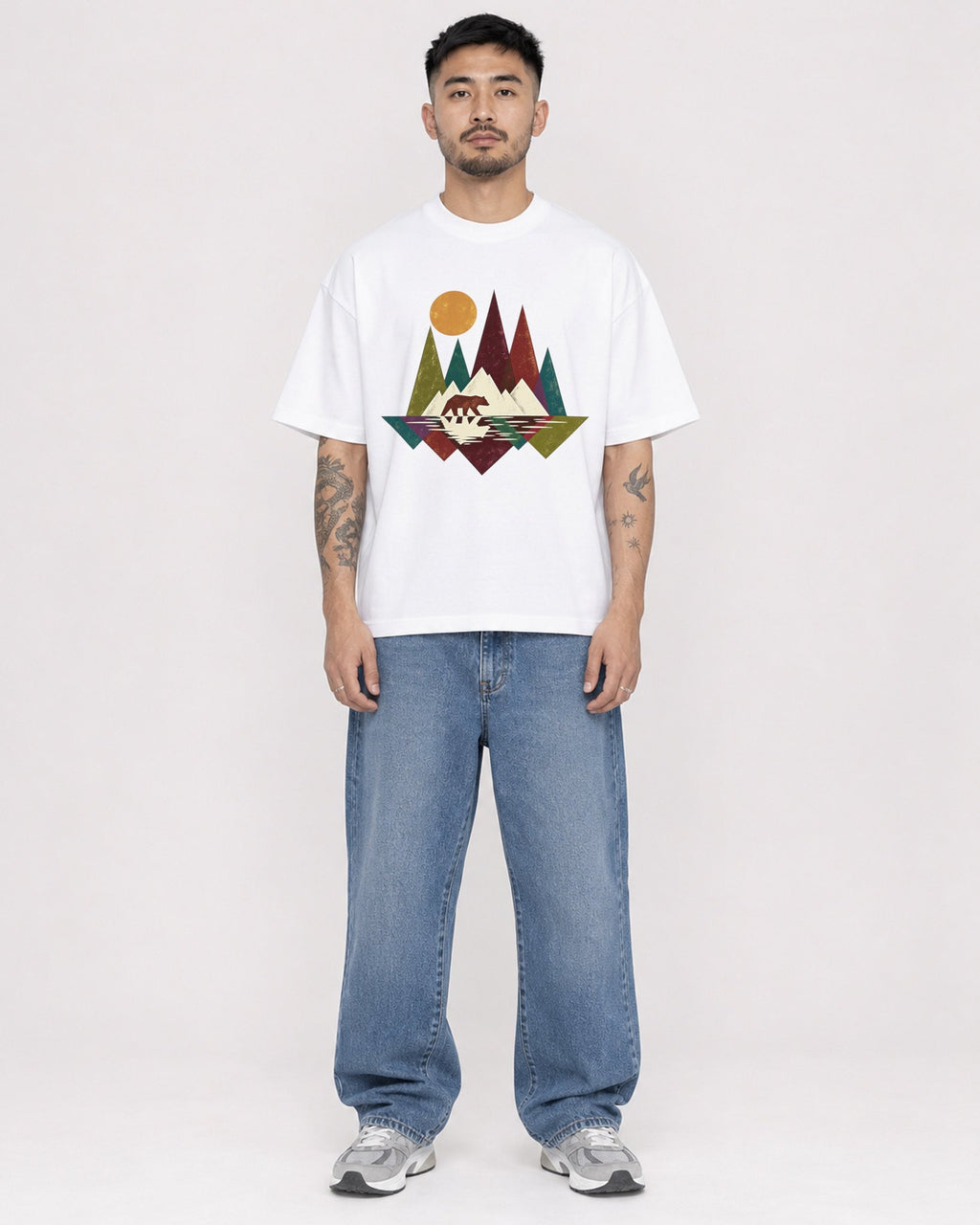 Mockup Boxy Heavyweight Tee White male full-body 12